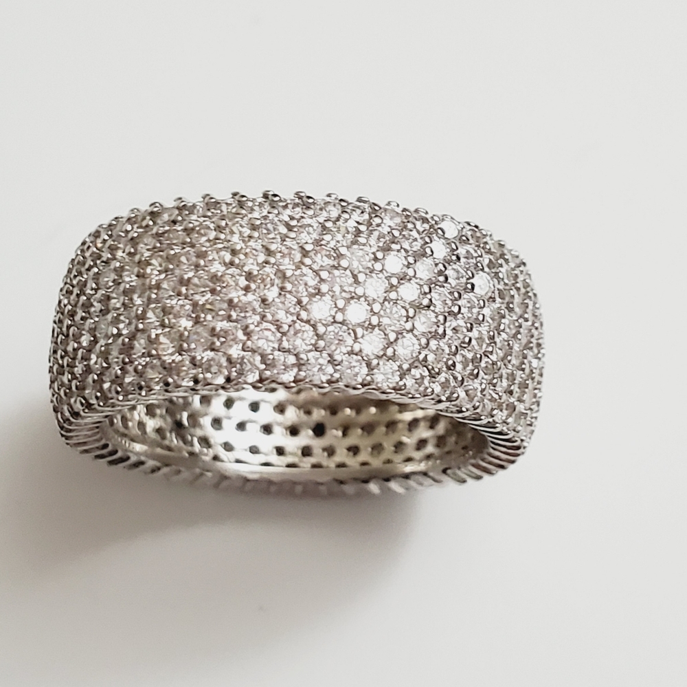 925 Sterling Silver Diamond  Eternity Ring - Picture 8 of 16